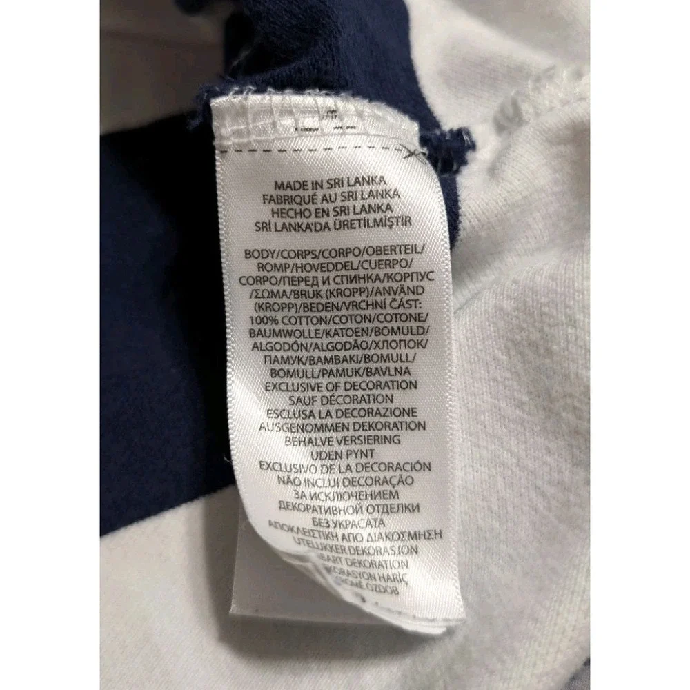 Polo Ralph Lauren Custom Slim Fit Polo Shirt Mens Large Rugby Stripe White Navy